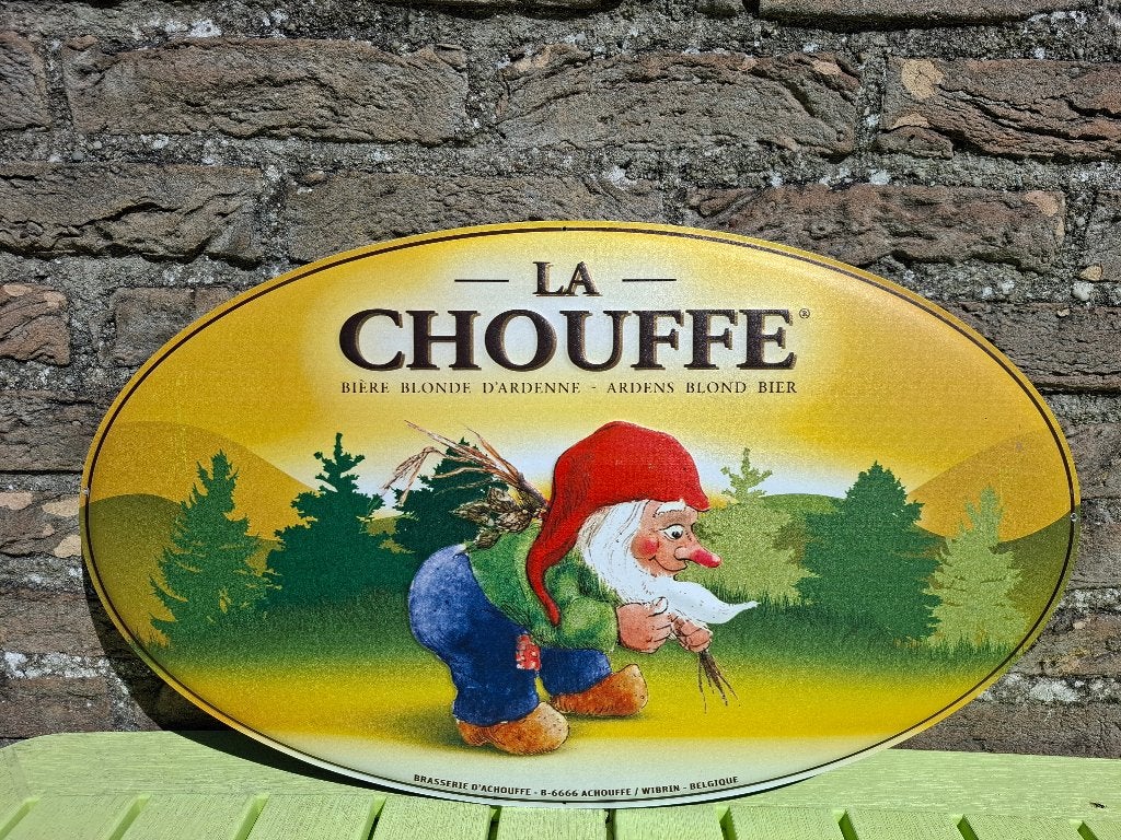 Reclamebord La Chouffe, Ophalen of Verzenden, Nieuw, Reclamebord, Plaat of Schild, Overige merken