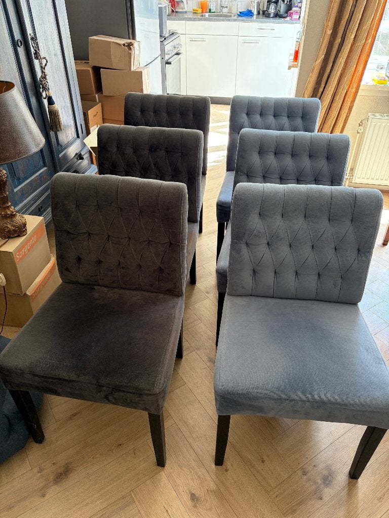 Set van 6 mooie identieke eetkamerstoelen, Huis en Inrichting, Stoelen, Ophalen, Gebruikt, Vijf, Zes of meer stoelen, Stof