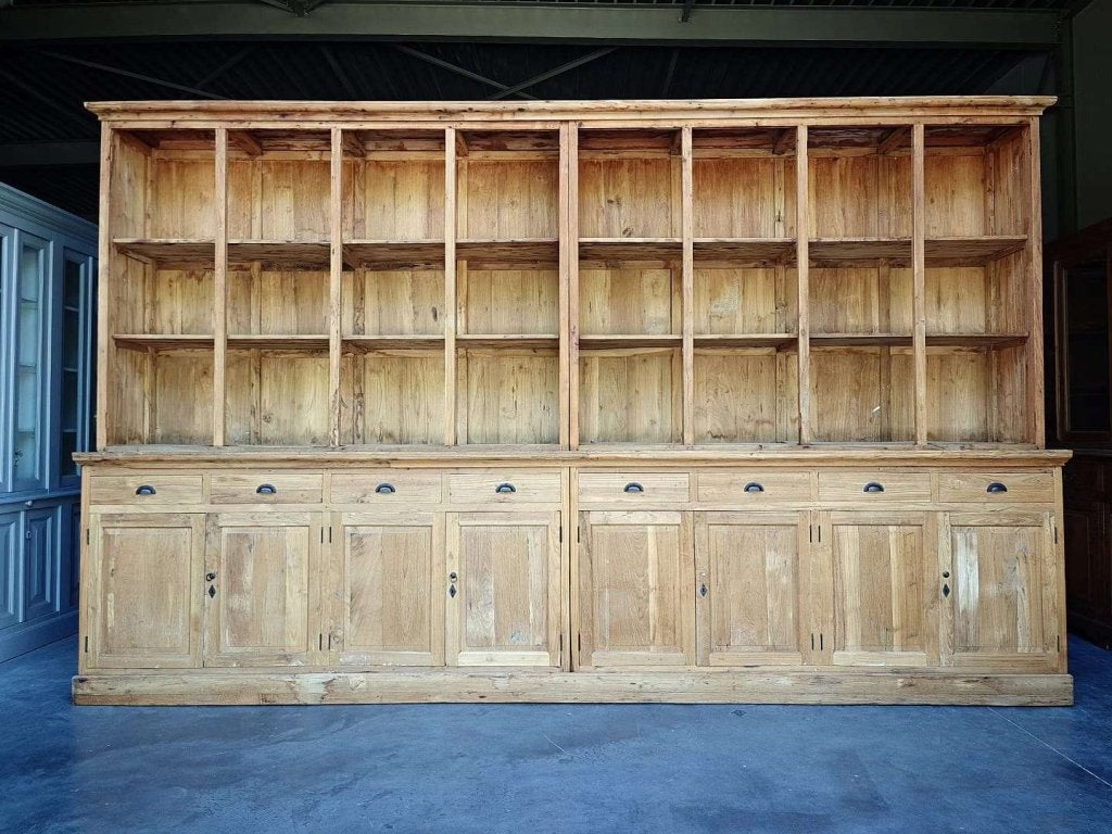 Giganitsche teakhouten winkelkast | Boekenkast 410cm! #3754, Huis en Inrichting, Niet ingevuld, Glas, Met deur(en), 200 cm of meer