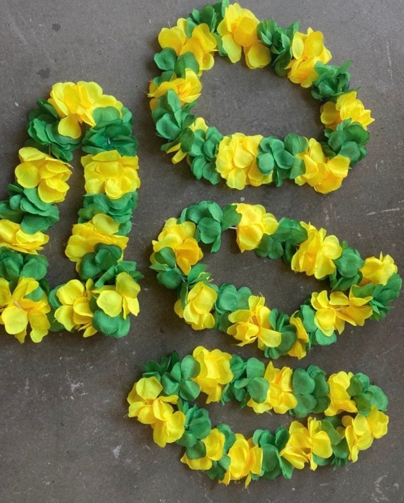 Hawaï Slinger XL Set - Geel/Groen Bloemen, Ophalen of Verzenden, Gebruikt, Versiering, Overige