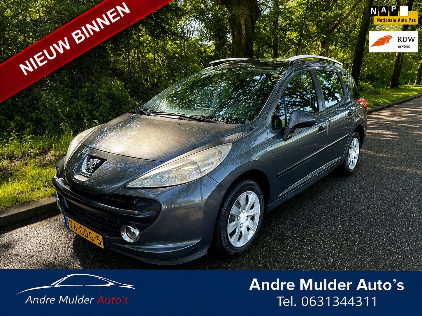 Inruil koopje Peugeot 207 1.4 VTI 16V SW 2008 Grijs station, Origineel Nederlands, Handgeschakeld, Zilver of Grijs, 16 km/l