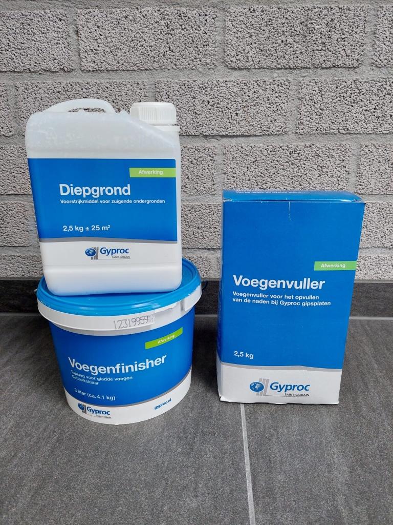 Gyproc voegenvuller, voegenfinisher en diepgrond, Ophalen, Zo goed als nieuw, Wit