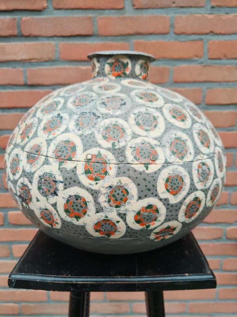 Indiase waterpot/water pot van metaal voor droogbloemen, Ophalen of Verzenden