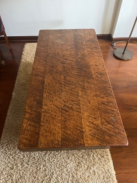 Salontafel retro massief eiken, Huis en Inrichting, Tafels | Salontafels, Ophalen, Gebruikt, 100 tot 150 cm, Eikenhout