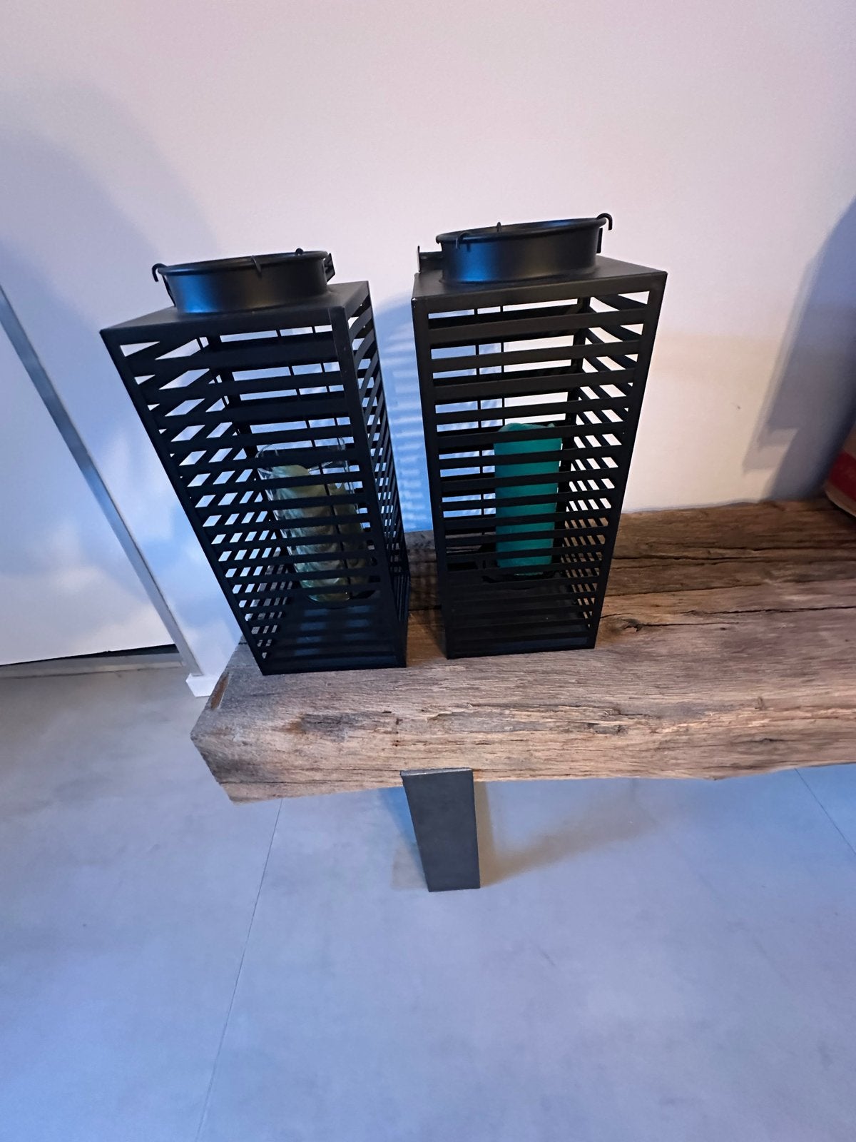 Set van 2 zwarte metalen lantaarns, Ophalen, Gebruikt, Lantaarn, Zwart
