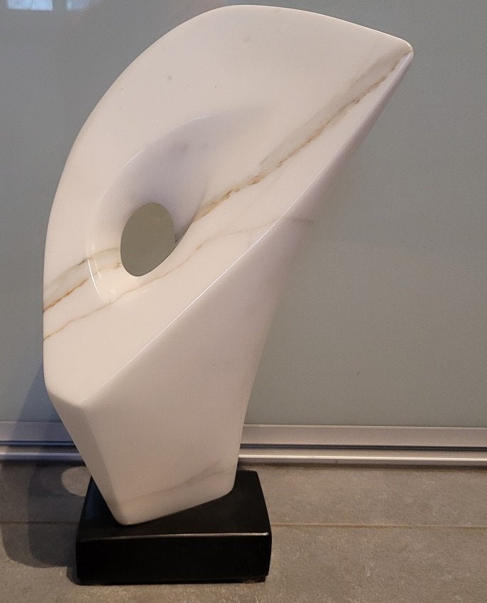 Francois AGATE, lyrische abstractie in Carrara-marmer, Ophalen, Handgemaakt, 20 - 50 cm, Beeld