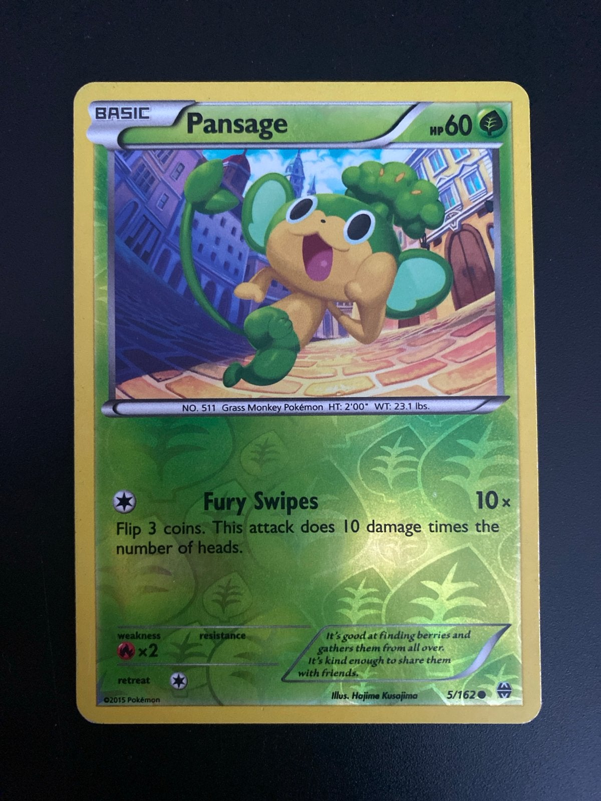 Pansage 5/162 Rev. Holo XY BreakThrough (2015), Ophalen of Verzenden, Gebruikt, Losse kaart, Foil