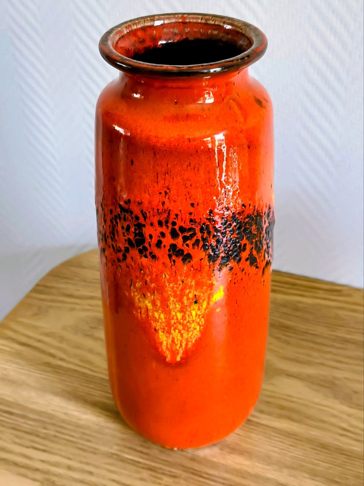 Vintage West Germany vaas Scheurich oranje geel  zwart, Ophalen of Verzenden
