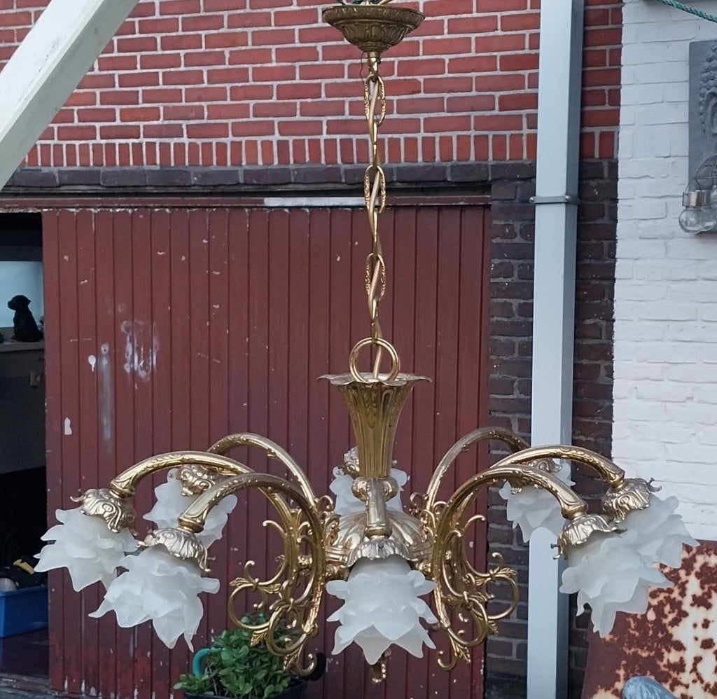 Kroonluchter,messing Rococo of Louis XVI-stijl, Ophalen