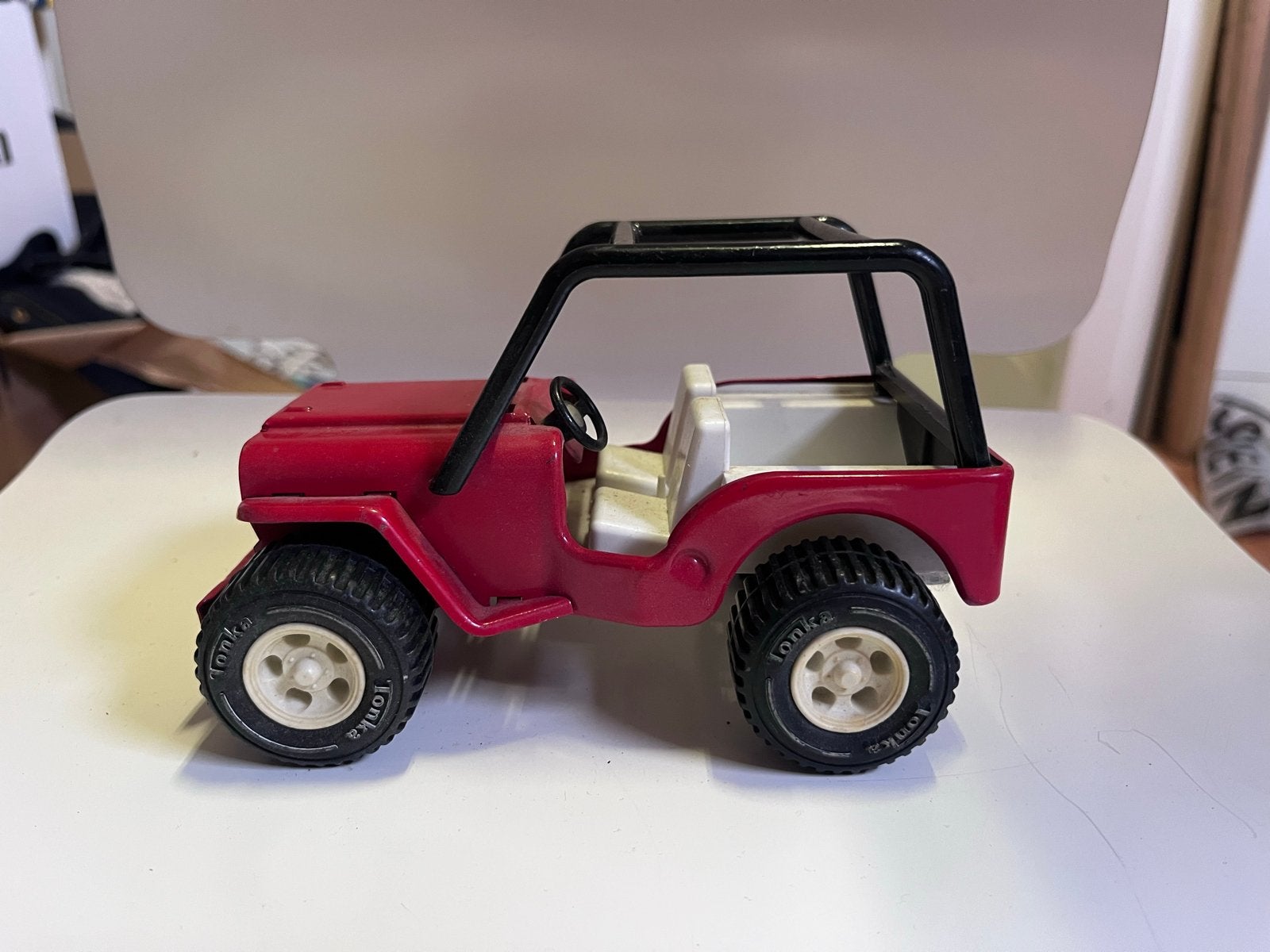 Vintage Tonka Jeepster rood – metalen Jeep jaren 70, Ophalen of Verzenden