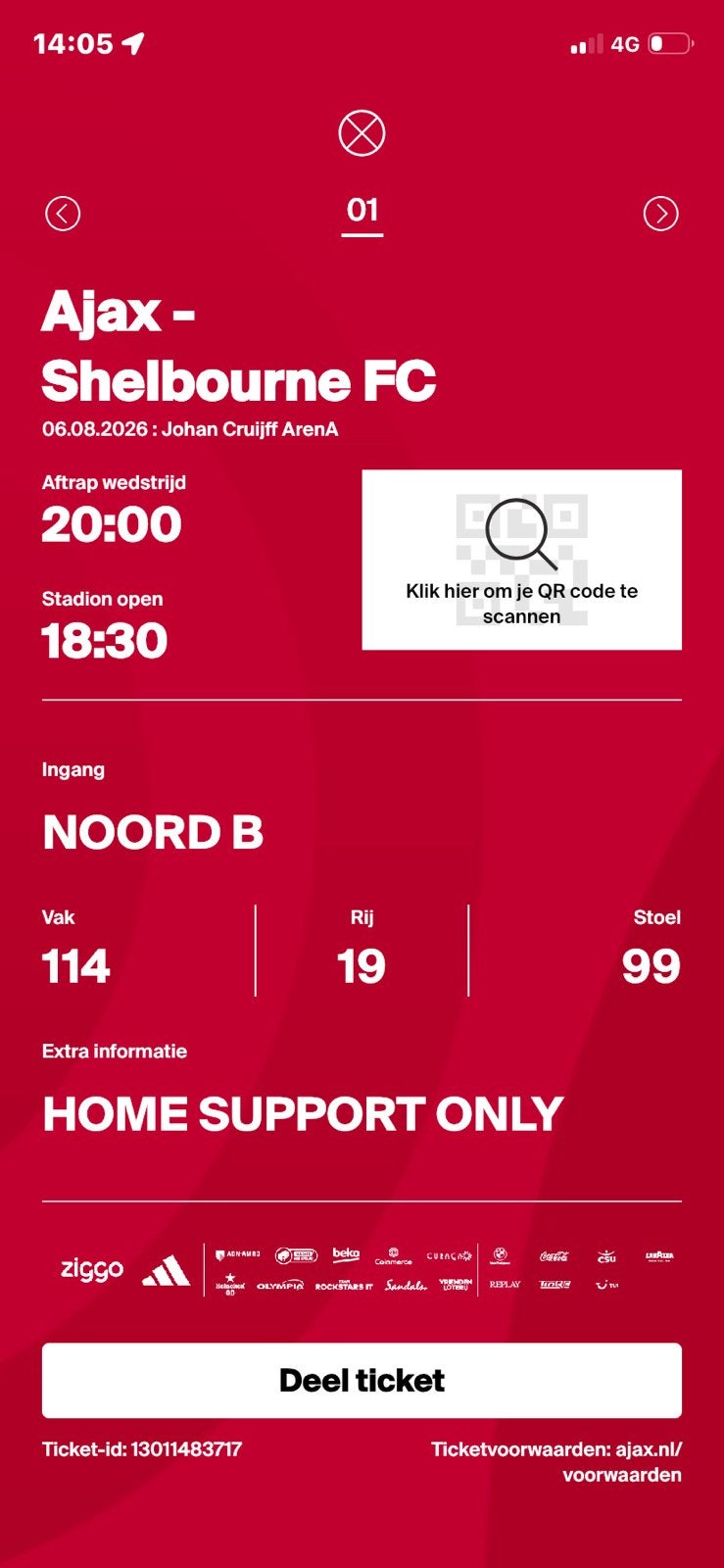 ajax ticket, Tickets en Kaartjes, Eén persoon