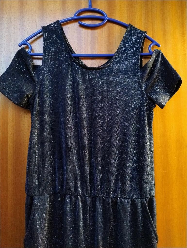 Glitter jumpsuit met open schouder, loshangend mouw, Kleding | Dames, Zwart, Ophalen of Verzenden, Maat 34 (XS) of kleiner, Onbekend