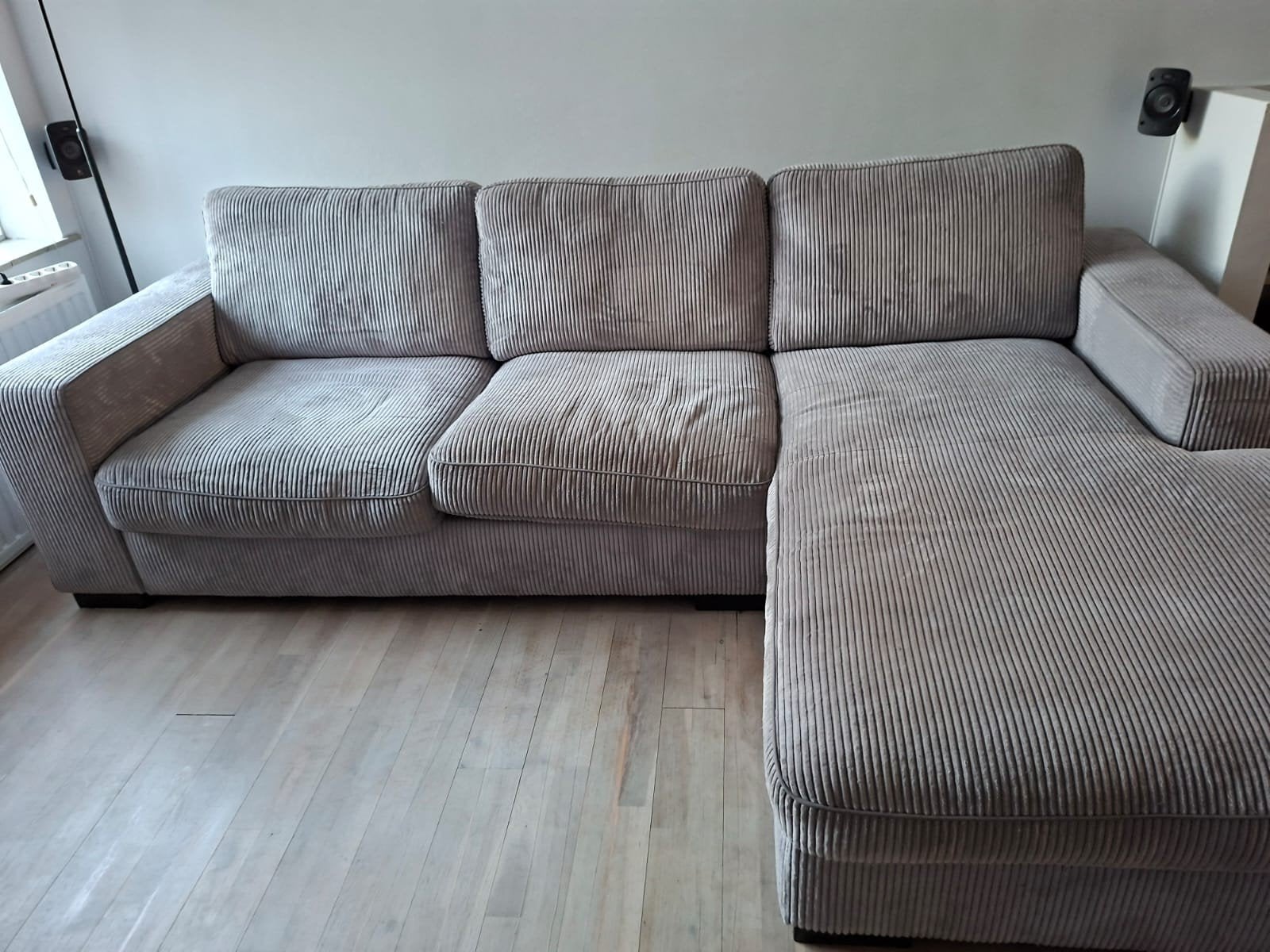 Comfortabele Hoekbank van Ribstof - Grijs, Ophalen
