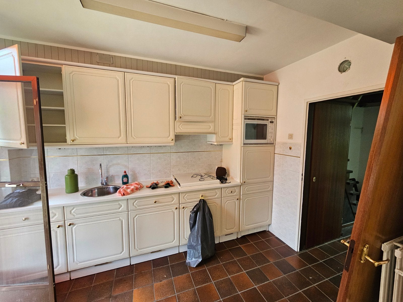 Complete Keuken met Apparatuur - Crème Kleur, Gebruikt, Enkelwandige keuken, Ophalen of Verzenden, Kunststof