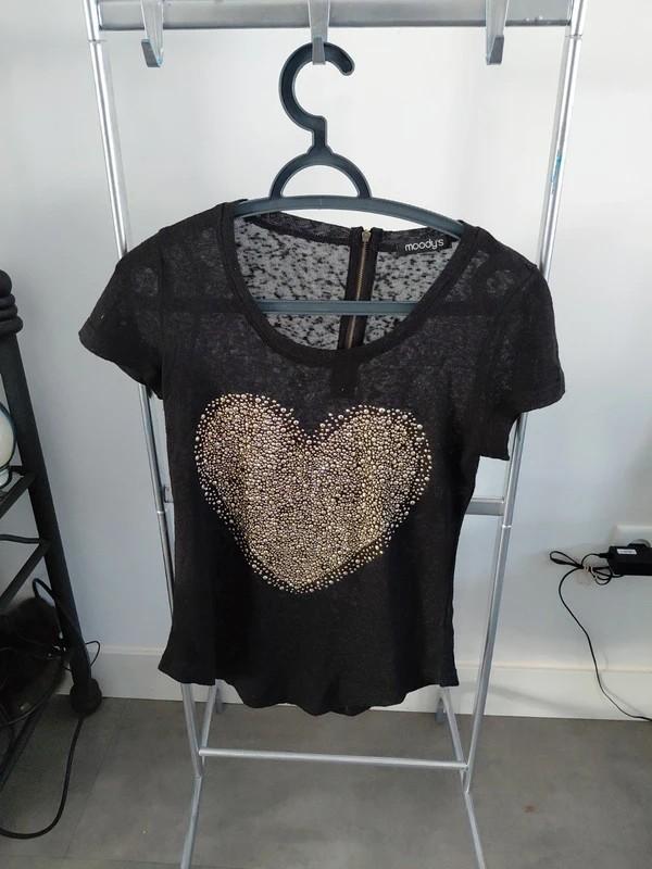 Doorzichtig Zwart Shirt met Hart Moody's Maat S, Ophalen of Verzenden