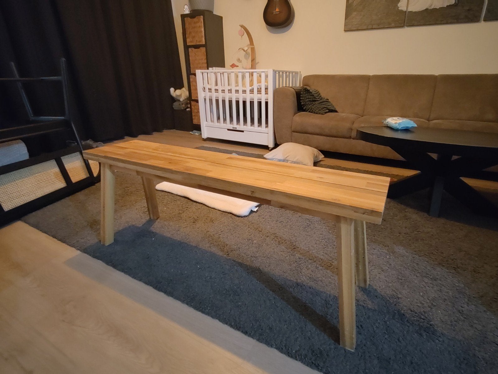 Massief houten bankje, Ophalen, Gebruikt, Hout, Modern, Scandinavisch, Landelijk
