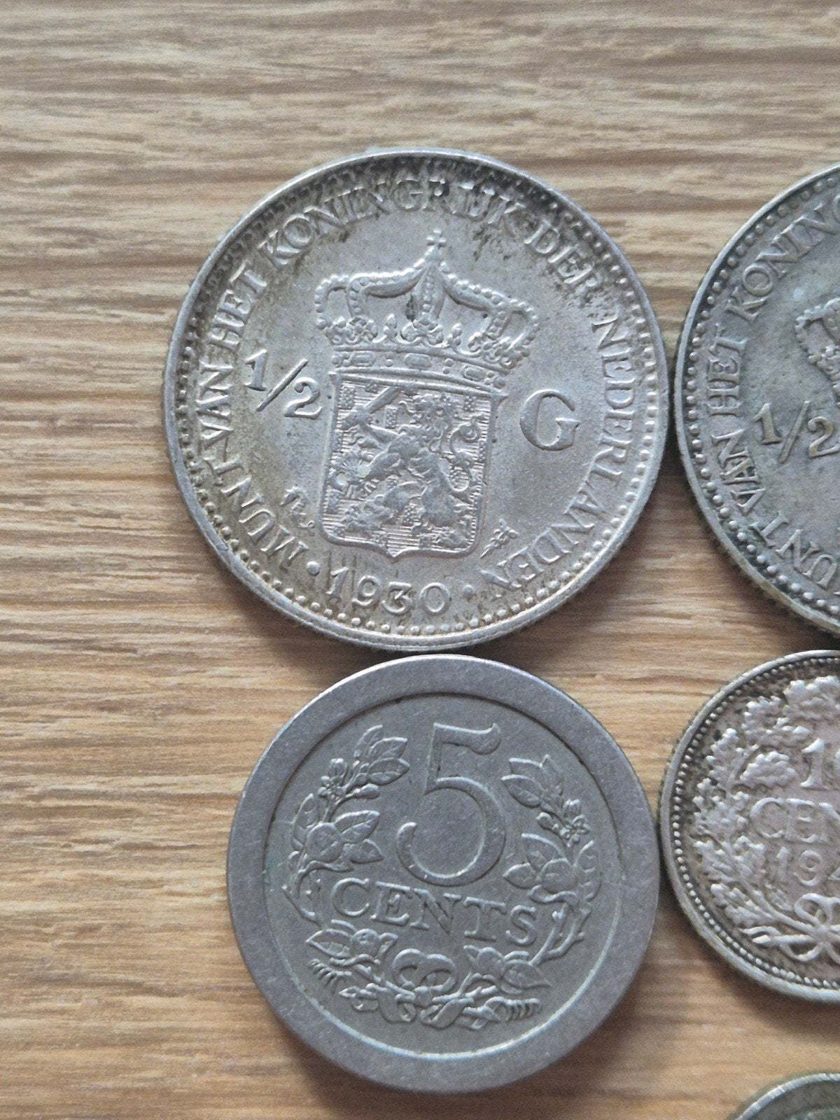 9 munten Wilhelmina 1908–1941: 6 zilver + 3 nikkel stuiver, Postzegels en Munten, Ophalen of Verzenden, Koningin Wilhelmina, 10 cent