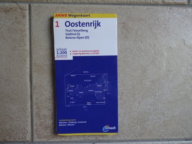 anwb wegenkaart Oostenrijk 1; Tirol,Vorarlberg,Beierse Alpen, 1800 tot 2000, Europa Overig, Ophalen of Verzenden, Landkaart