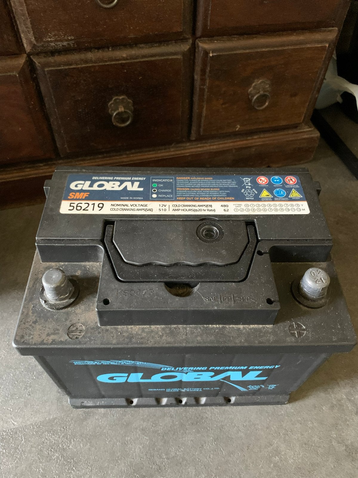 Global SMF 56219 Accu 12V 62Ah 480A Startaccu, Auto-onderdelen, Accu's en Toebehoren, Ophalen of Verzenden, Gebruikt, Universele onderdelen