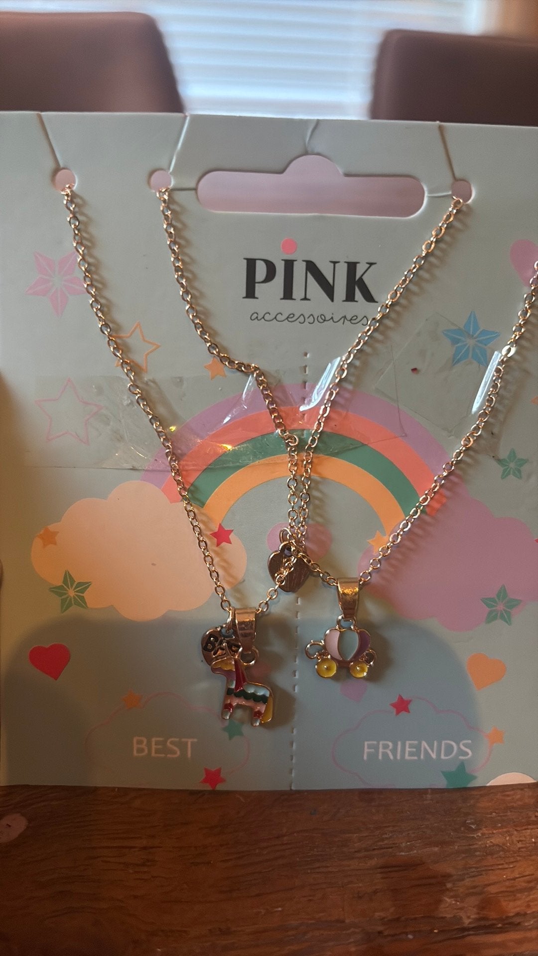 Bff kettingen lama en koets rainbow colours, Ophalen of Verzenden, Nieuw, Ketting