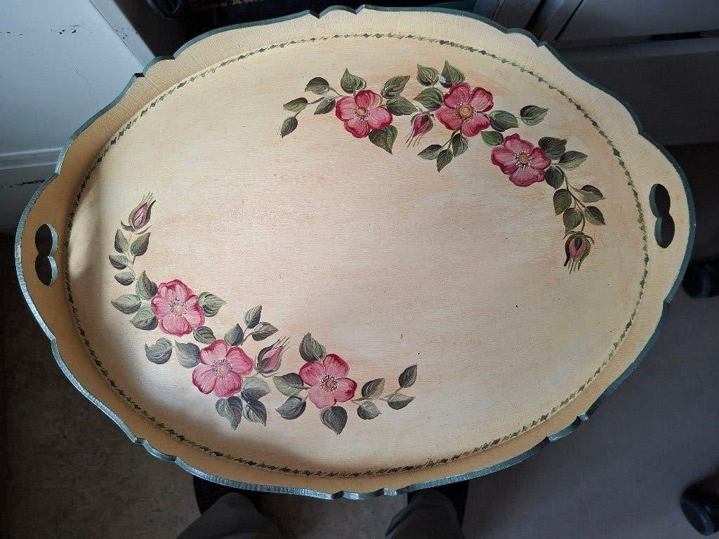 vintage dienblad, Huis en Inrichting, Woonaccessoires | Dienbladen, Ophalen, Gebruikt, Dienblad, Ovaal