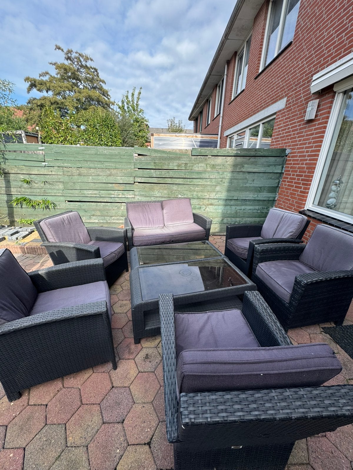 Zwart 7 zitplaatsen tuinset