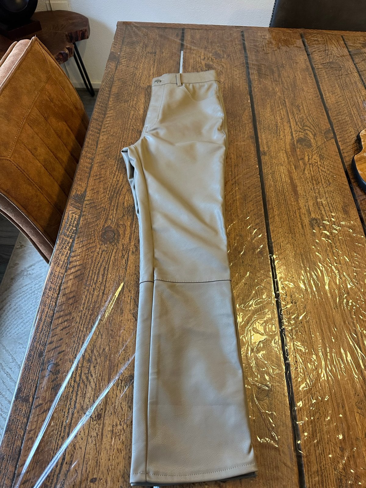 H&M leren broek maat 36, Beige, Nieuw, Ophalen of Verzenden, Maat 36 (S)