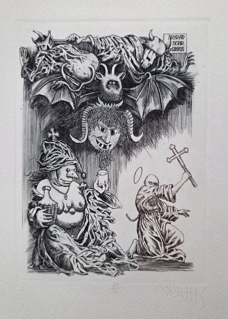 Exlibris Z. Ven, de verzoeking van de Heilige Antonius, Ophalen of Verzenden