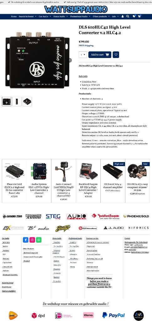 DLS 610HLC42 High Level Converter v.2 HLC4.2, Info@optimount.nl, Nieuw, Ophalen of Verzenden, Anholtseweg 48A 7091 HB DINXPERLO