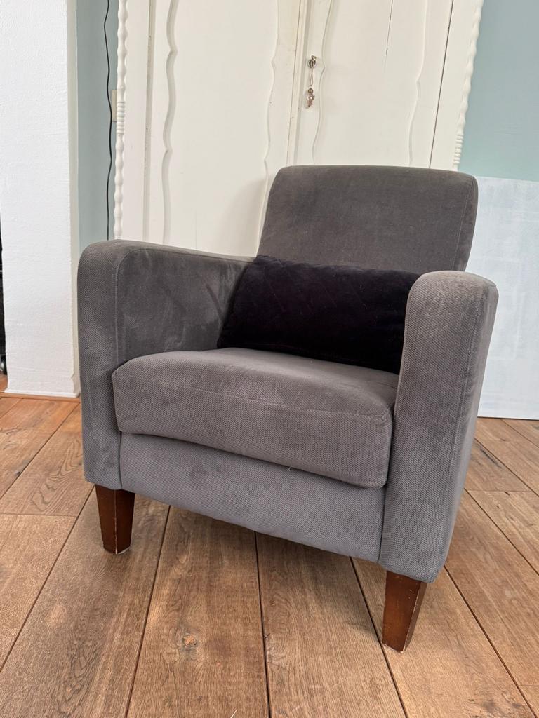 Montel - fauteuil antracietgrijs, Huis en Inrichting, Fauteuils, Zo goed als nieuw, Stof, 75 tot 100 cm, Minder dan 75 cm, Ophalen