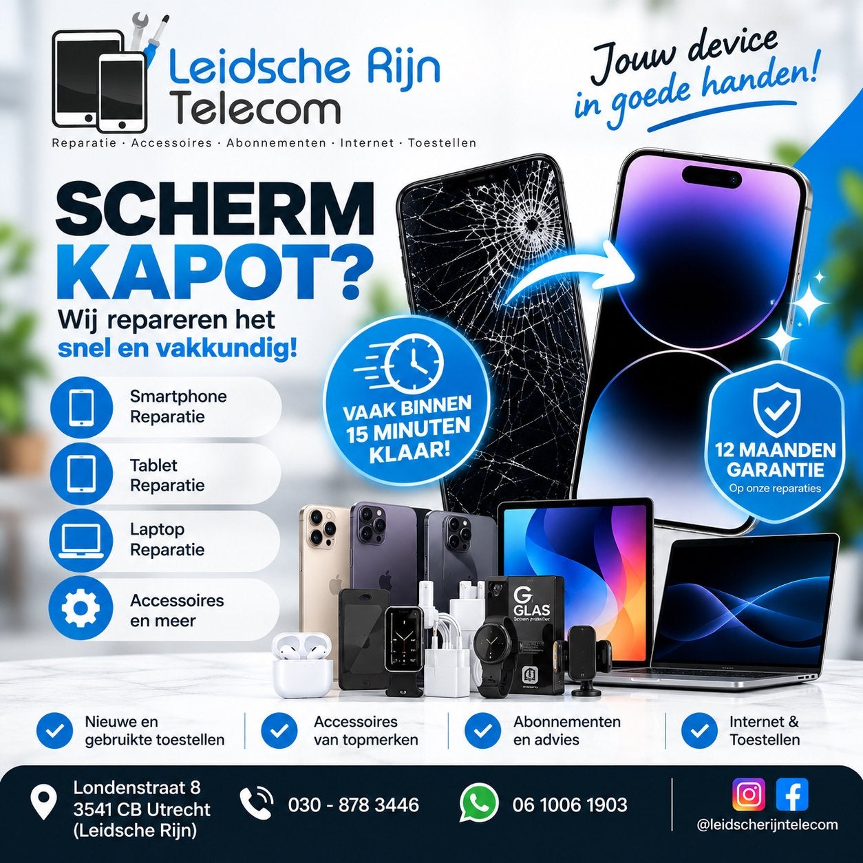 Telefoon, Tablet & Laptop Reparatie – Snel | Utrecht, No cure no pay, Mobiele-telefoonreparatie