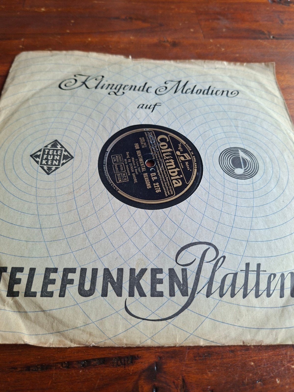Vintage Telefunken Bakeliet Plaat - Dinah Shore, LP, Gebruikt, 10 inch, Overige genres