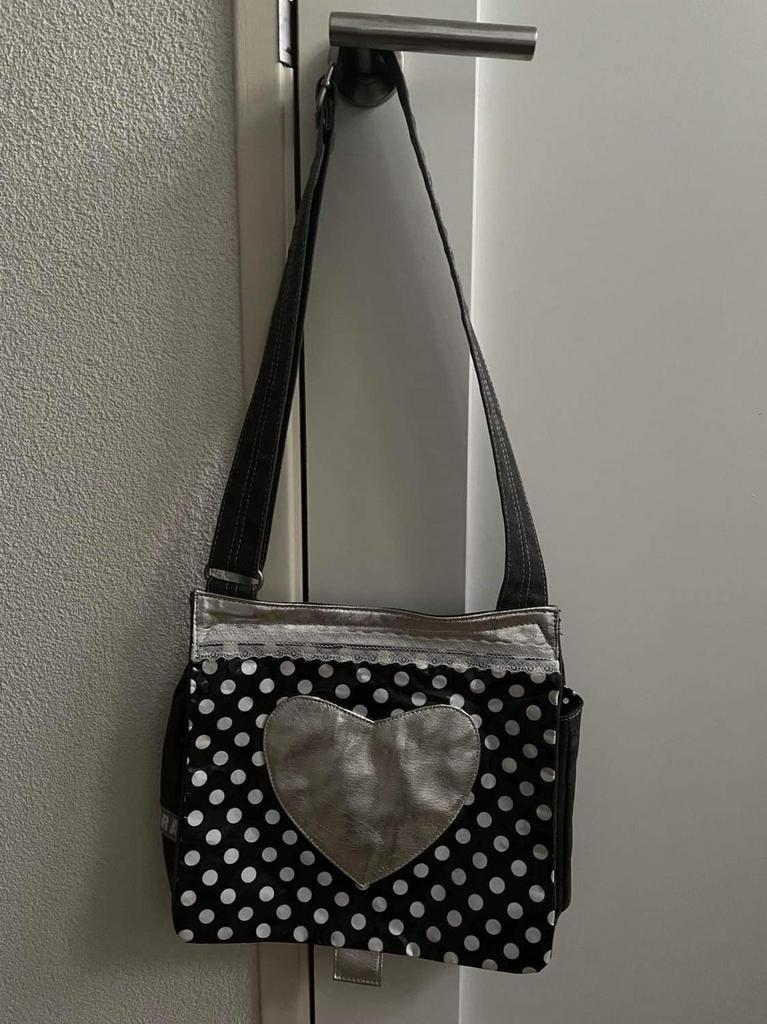 Tas - Zebratrends junior - polkadot met hart, Ophalen of Verzenden, Zo goed als nieuw, Zwart, Schoudertasje