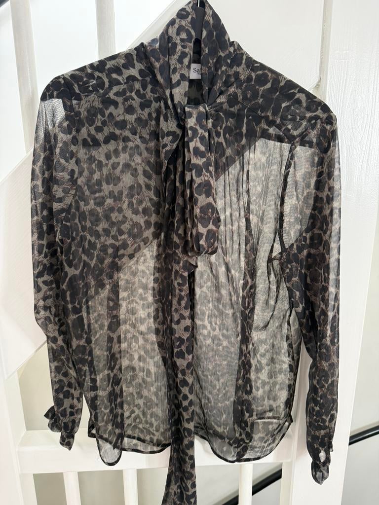 Saint Tropez dames dierenprint blouse maat S zwart/bruin, Ophalen of Verzenden, Zo goed als nieuw, Maat 36 (S), Overige kleuren
