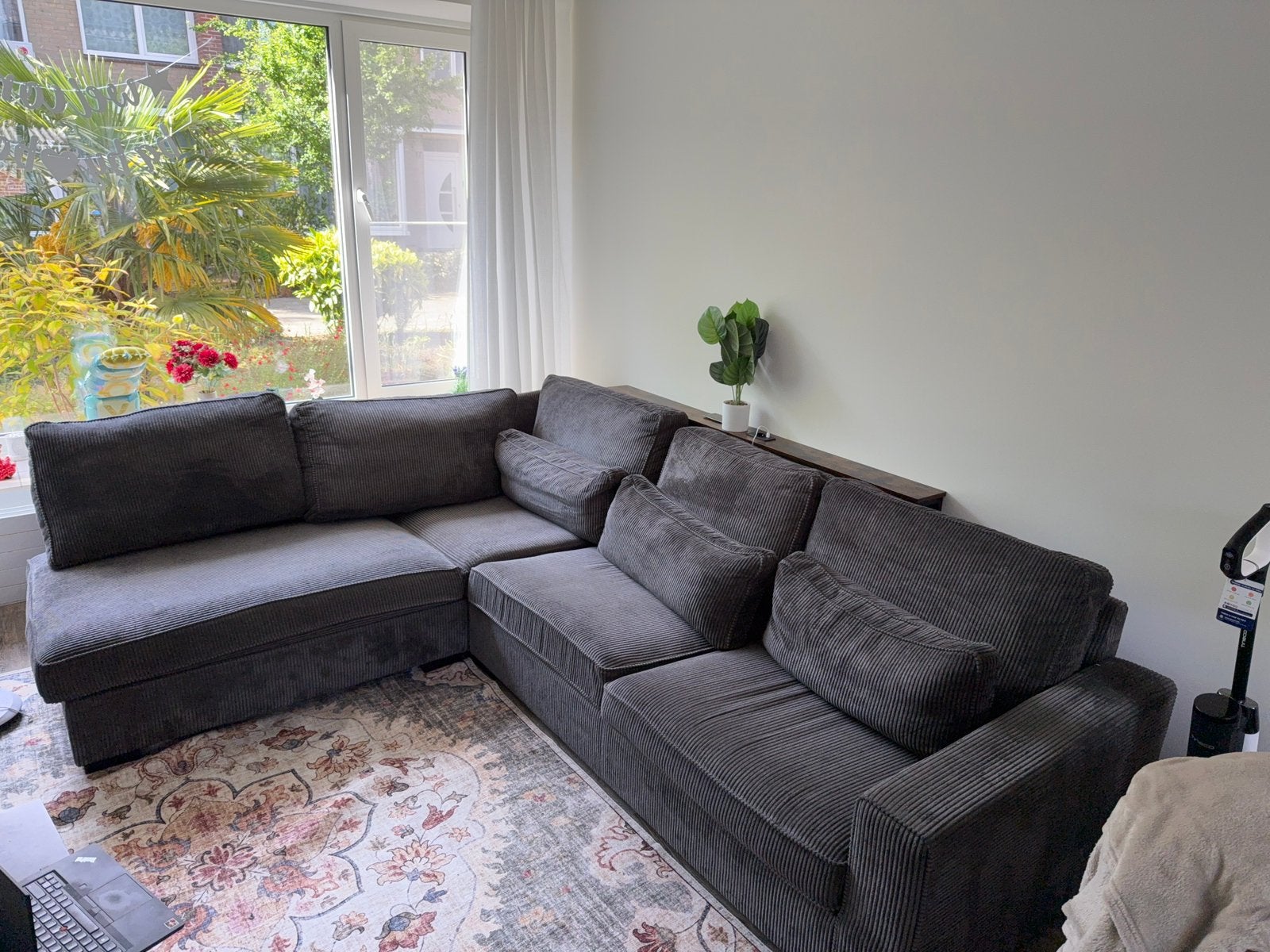 Modern Dark Grey L-Shaped Sectional Sofa, Ophalen, Zo goed als nieuw, 75 tot 100 cm, Vierpersoons of meer