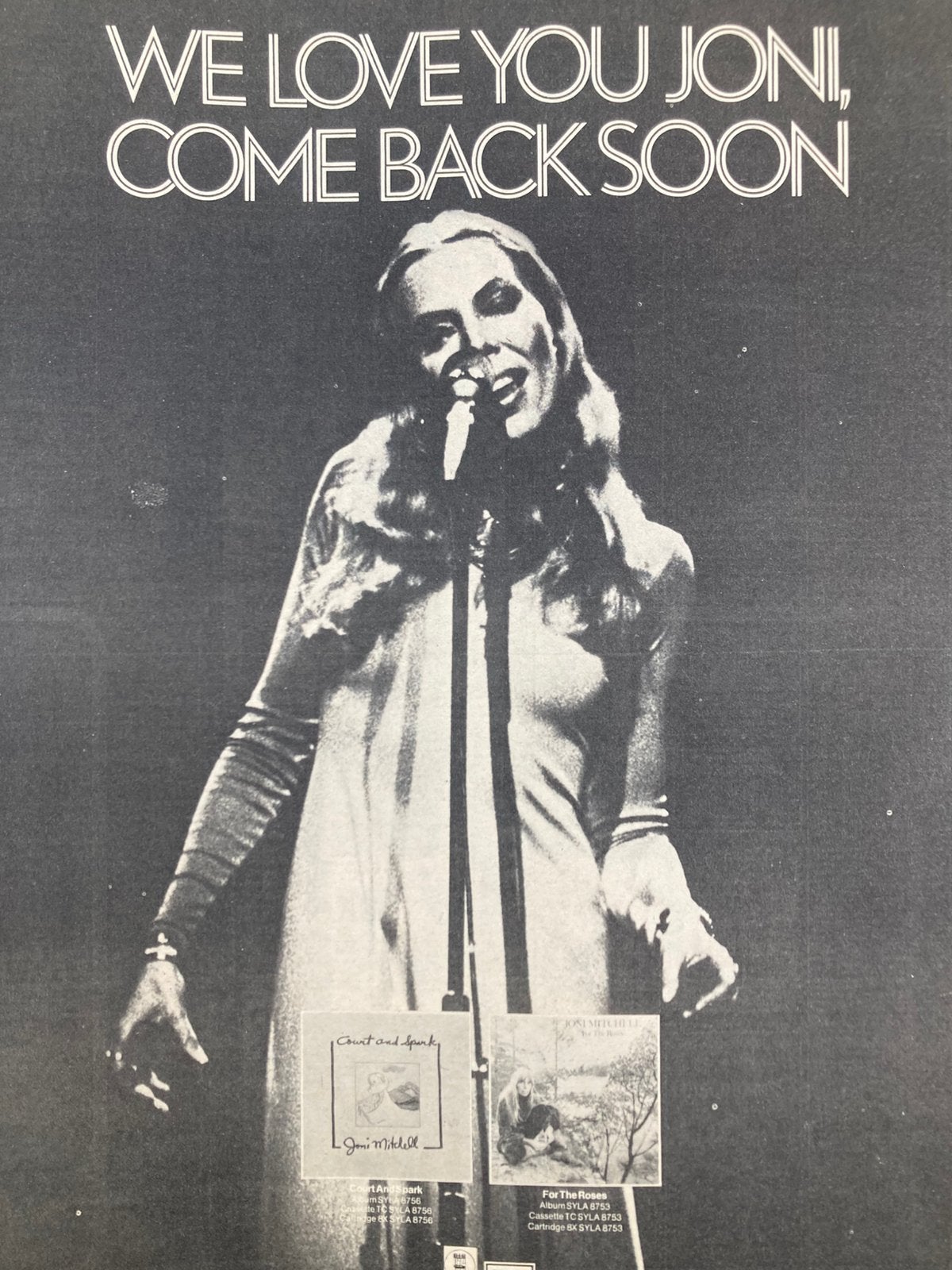 Paginagrote A3 advertentie JONI MITCHELL release, Ophalen of Verzenden, Zo goed als nieuw