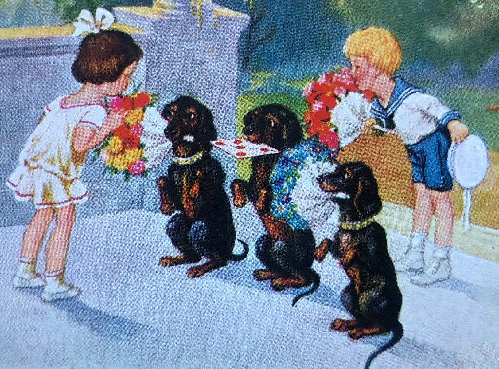 TECKEL-kaart —- verjaardagsvisite, Verzamelen, Ophalen of Verzenden, 1920 tot 1940, Ongelopen, Kinderen