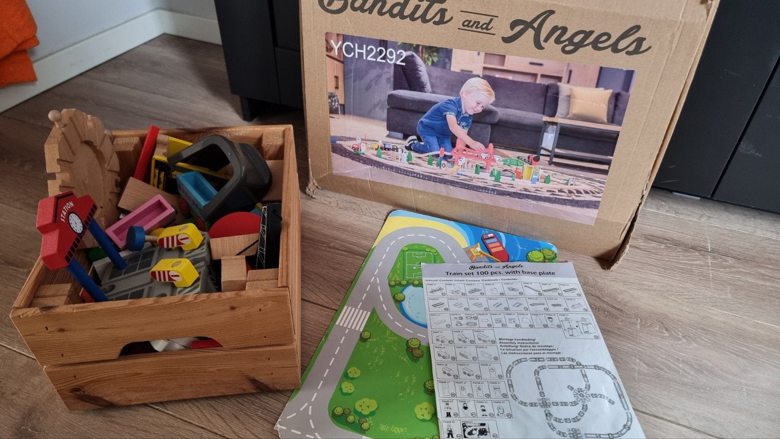 Houten treinset, Kinderen en Baby's, Speelgoed | Overig, Ophalen, Gebruikt, Jongen of Meisje