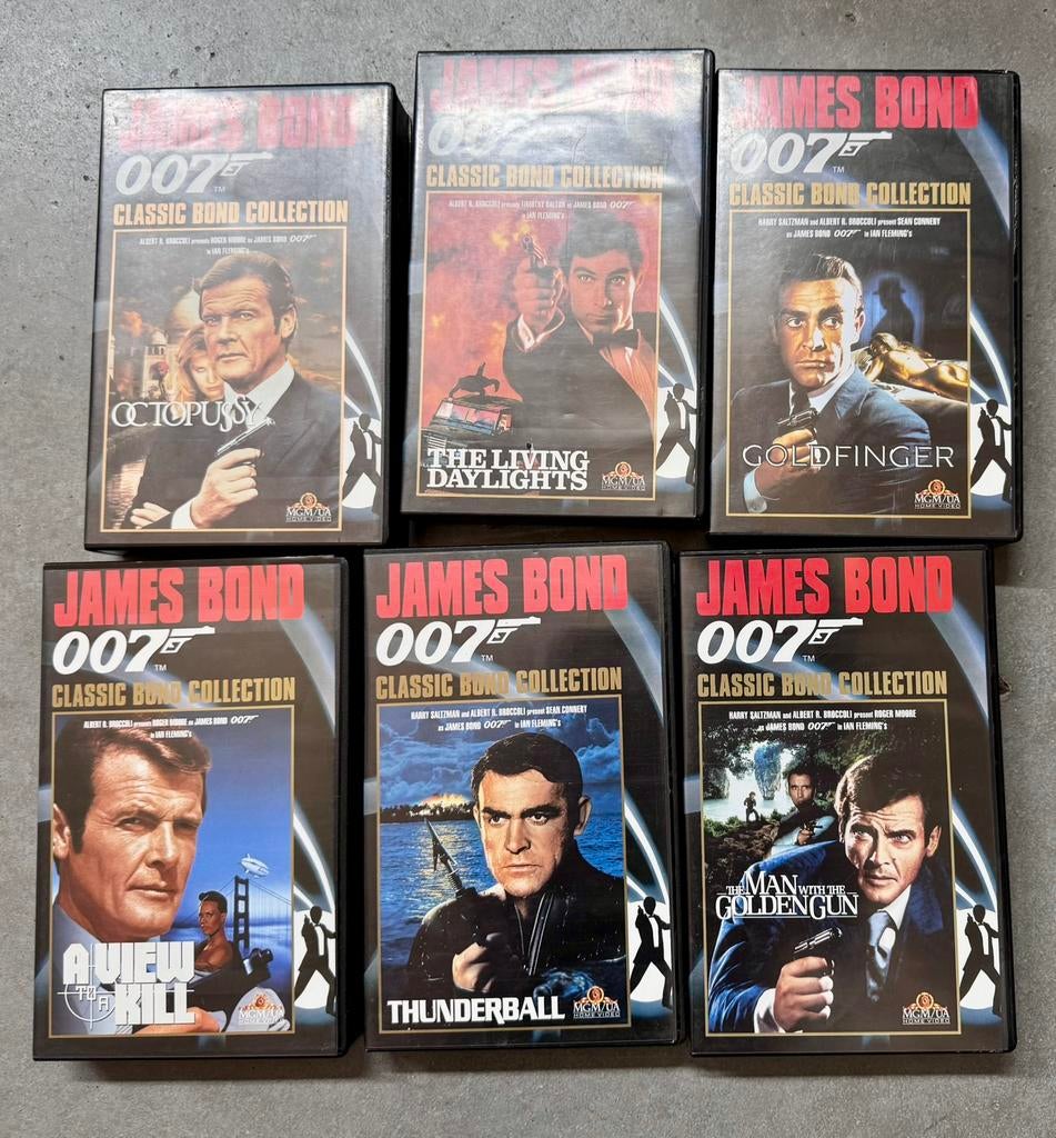 6 x vhs banden james bond films, Vanaf 12 jaar, Ophalen of Verzenden, Zo goed als nieuw, Actie en Avontuur