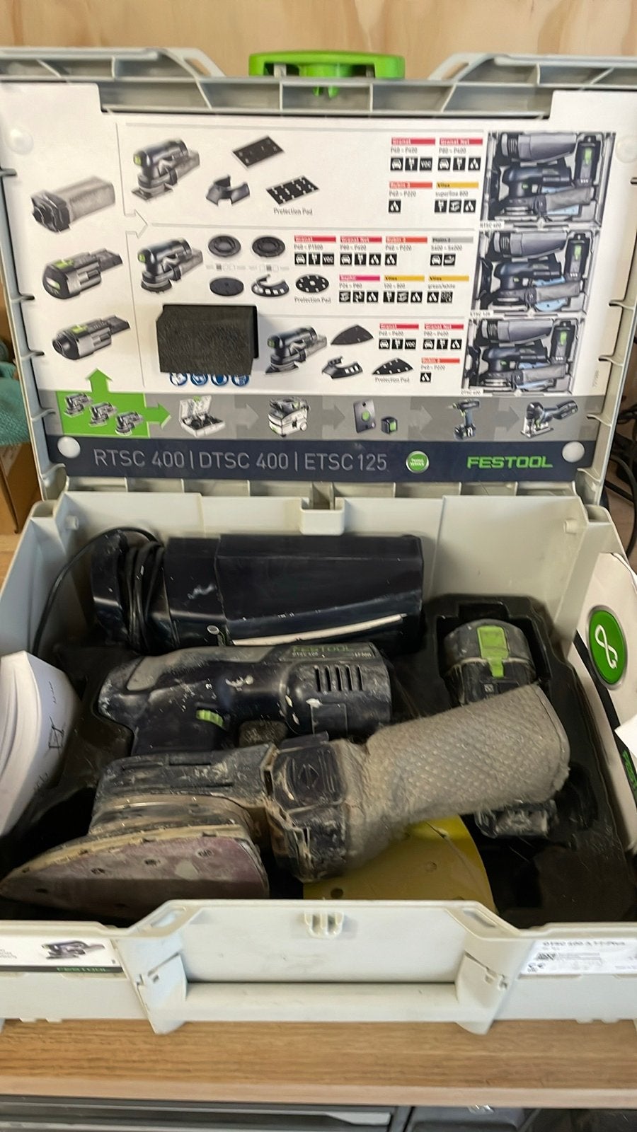 Festool DTSC 400 3,1 E-Plus accu schuurmachine, Ophalen of Verzenden, Gebruikt, Minder dan 600 watt, Vlakschuurmachine