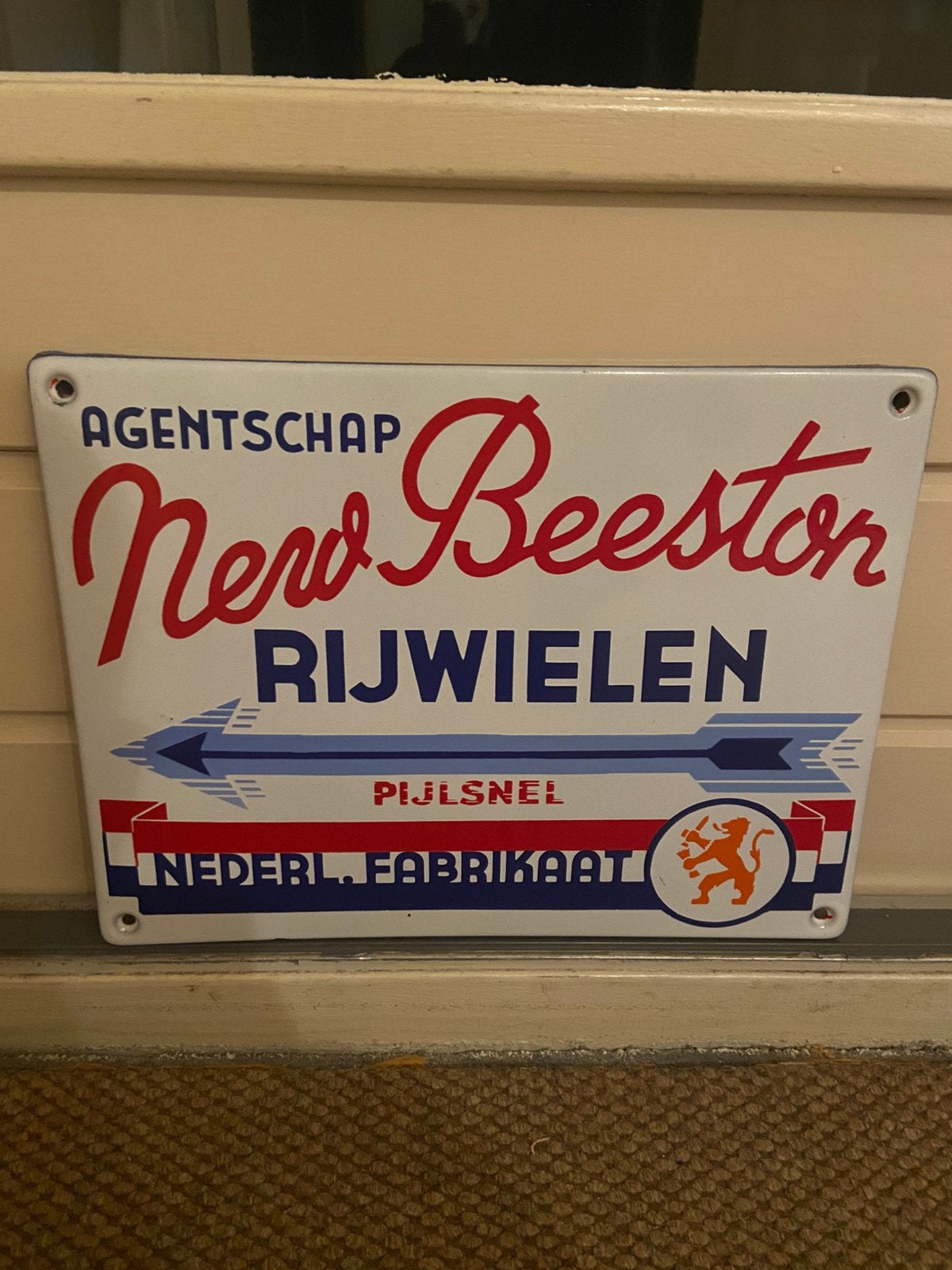 Agentschap New beeston rijwielen - pijl snel . Mooie staat ., Ophalen of Verzenden, Zo goed als nieuw, Reclamebord