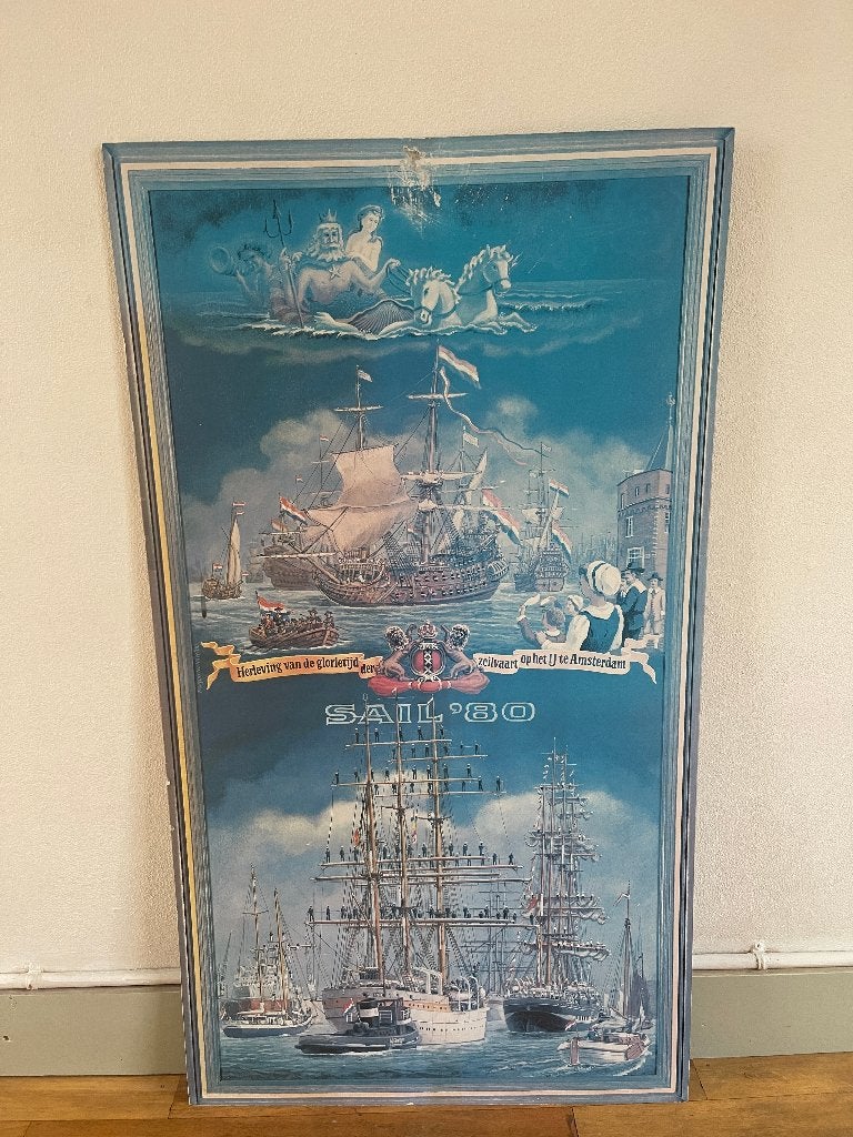 Vintage Poster Sail '80 Amsterdam - Maritiem Evenement, Ophalen, A1 t/m A3, Overige onderwerpen, Rechthoekig Staand