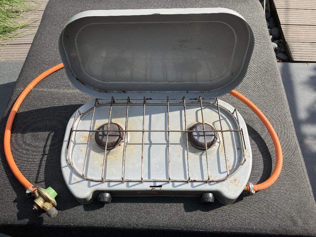 Coleman CS4400 2-pitskookplaat & Campingaz 904 gasfles (1/4), Ophalen of Verzenden, Gebruikt
