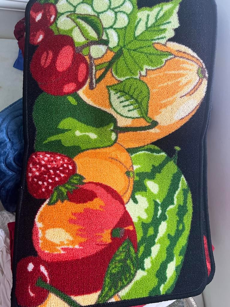 Vrolijk Fruit Vloerkleed - Keuken Mat, Minder dan 50 cm, Gebruikt, 50 tot 100 cm, Zwart