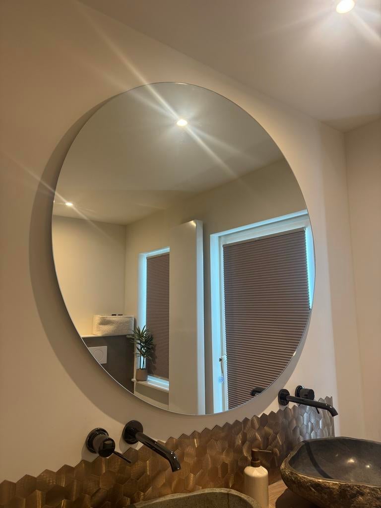 Ronde spiegel met verlichting en verwarming 120cm, Huis en Inrichting, Woonaccessoires | Spiegels, Ophalen, 100 tot 150 cm, Rond