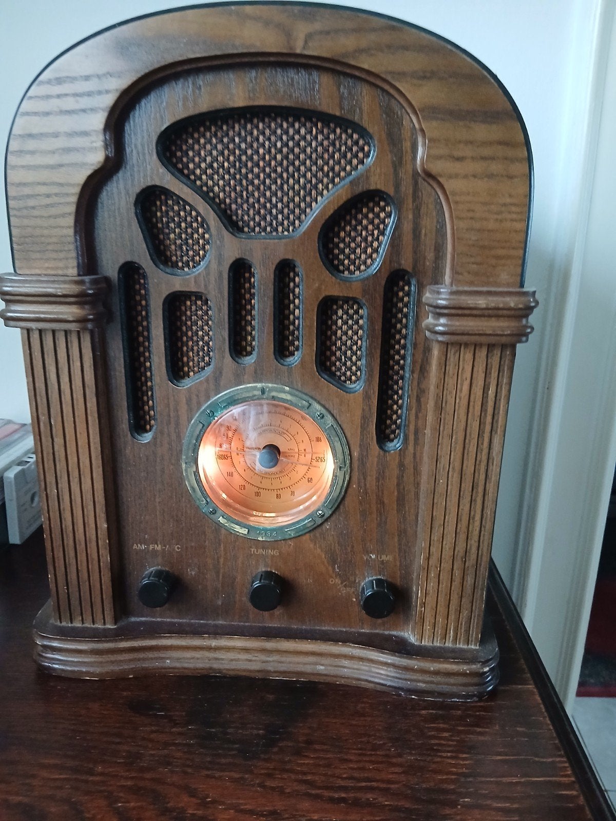 Vintage Houten Radio met AM/FM en Cassettespeler, Ophalen of Verzenden, Gebruikt, Radio