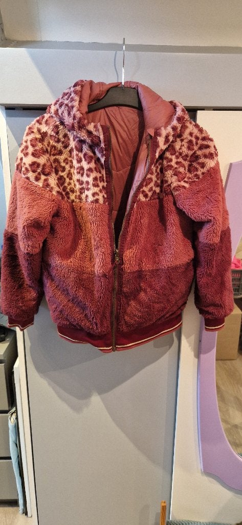 Omkeerbare winter jas tres cool maat 152 / 158 met losse kol, Ophalen, Gebruikt, Meisje, Jas