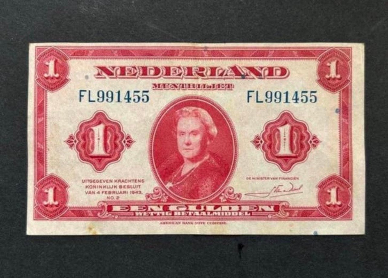 1 Gulden Muntbiljet, 1943 (Ruim gesneden), Postzegels en Munten, Bankbiljetten | Nederland, Ophalen of Verzenden