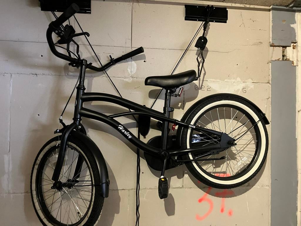 Harley kinderfiets - Zwart, in zeer goede staat, Terugtraprem, Gebruikt, 18 tot 20 inch, Ophalen