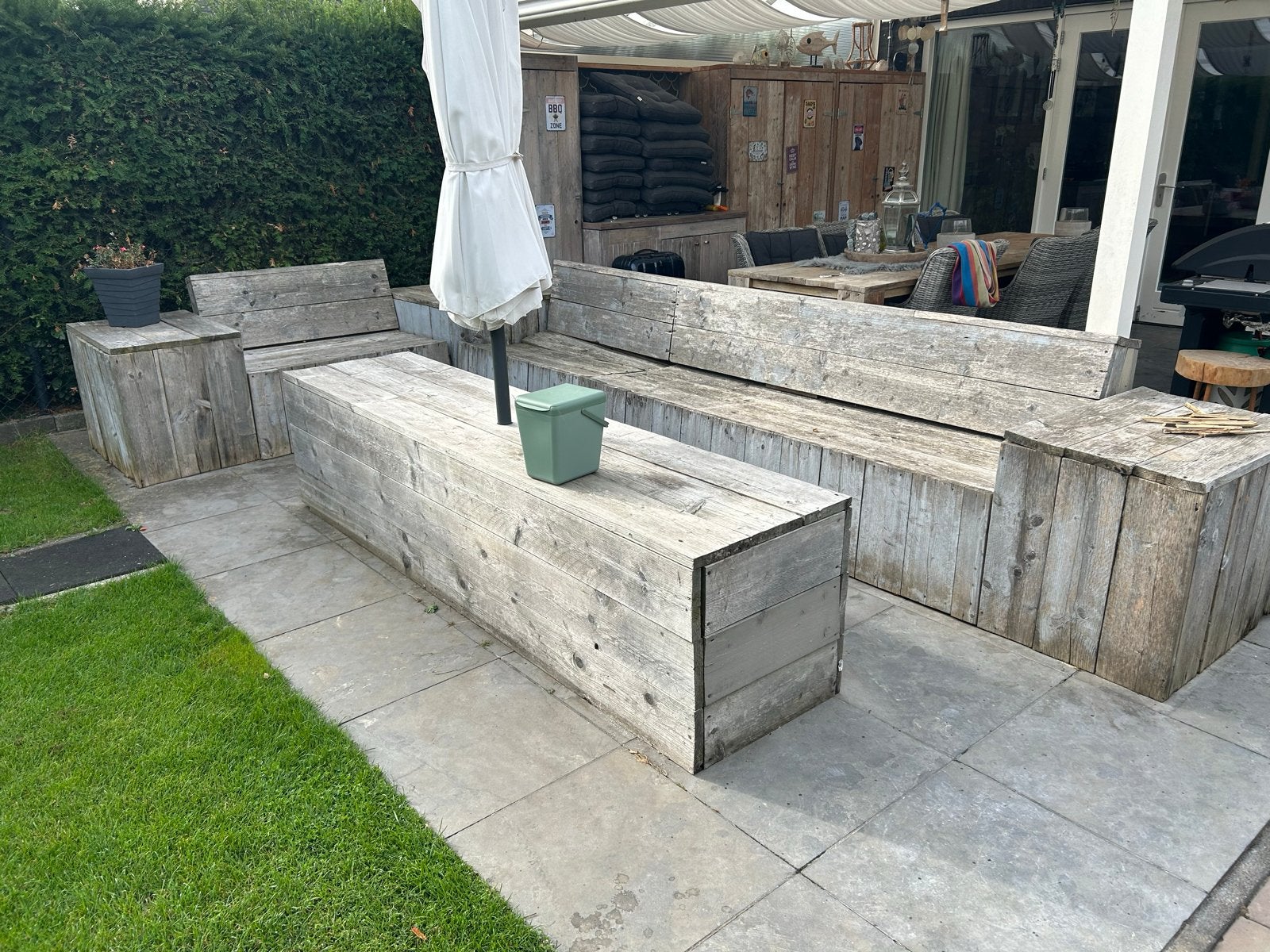 Steigerhouten Loungeset, Ophalen, Gebruikt, Meer dan 8 zitplaatsen, Steigerhout